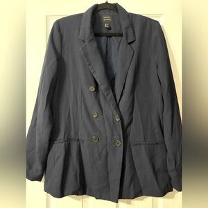 Forever 21 Navy Double-Breasted Blazer - NAVY